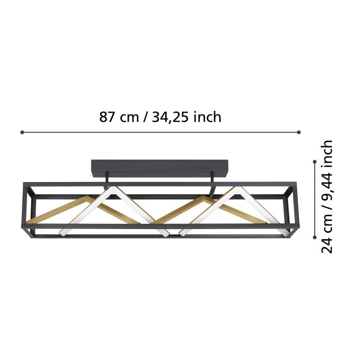 Carregue imagem no visualizador da galeriaCandeeiro de teto elegante com perfis finos em latão PENELA EGLO
