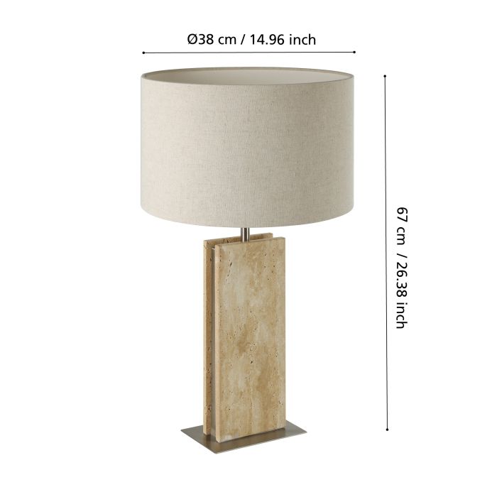 Load image into Gallery viewer, Candeeiro de Mesa com Base em Travertino e Abat-jour em Linho BELESAR EGLO
