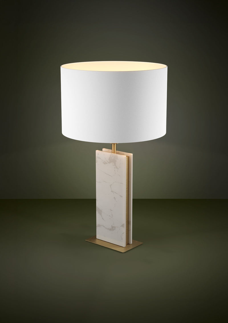 Load image into Gallery viewer, Candeeiro de mesa em pedra, branco e dourado, Belesar - Eglo
