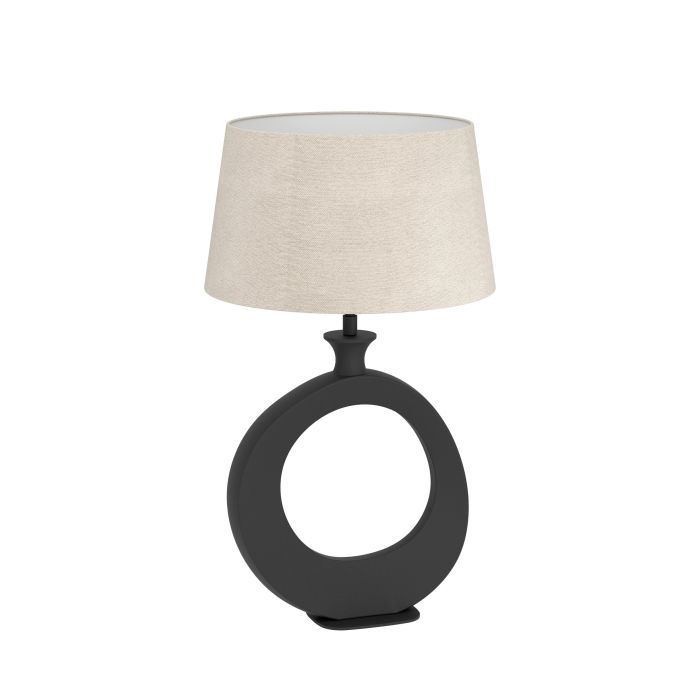 Load image into Gallery viewer, Candeeiro de Mesa com Base em Metal Preto e Abajur de Linho DIEZMA EGLO
