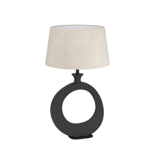 Candeeiro de Mesa com Base em Metal Preto e Abajur de Linho DIEZMA EGLO