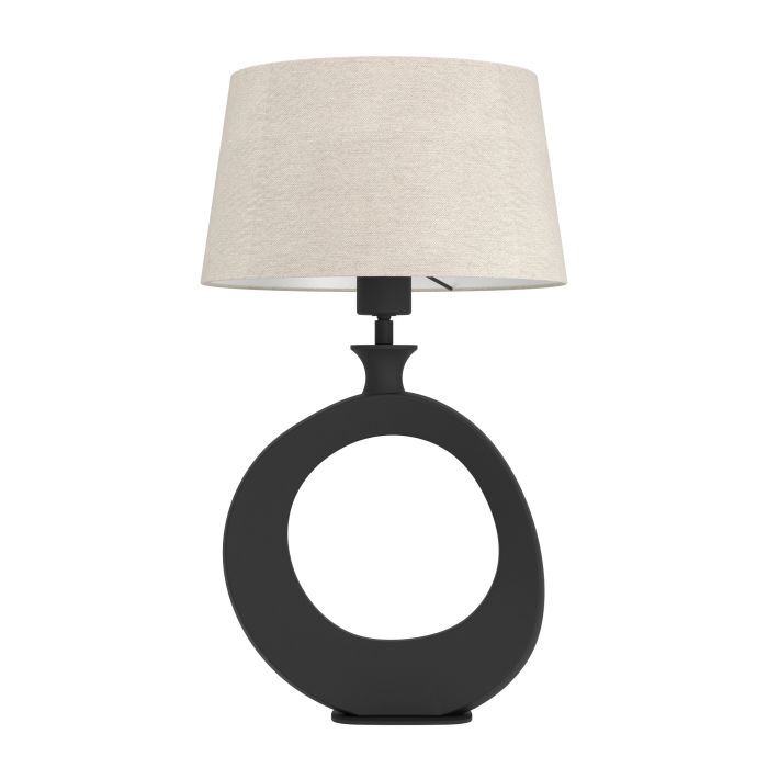 Load image into Gallery viewer, Candeeiro de Mesa com Base em Metal Preto e Abajur de Linho DIEZMA EGLO
