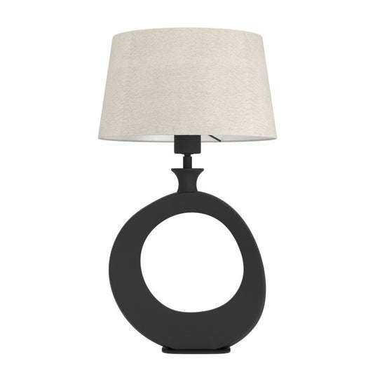 Candeeiro de Mesa com Base em Metal Preto e Abajur de Linho DIEZMA EGLO