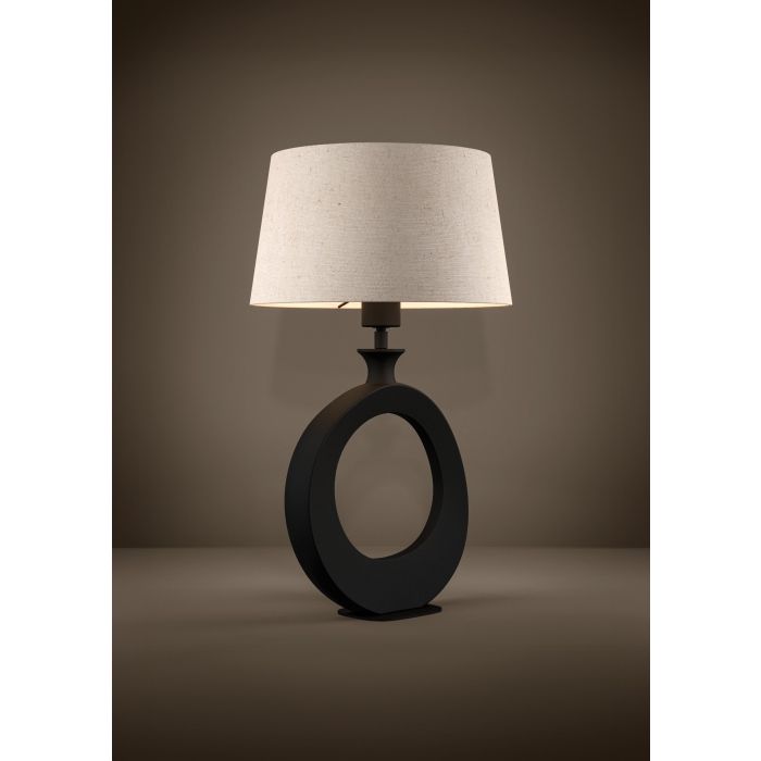 Load image into Gallery viewer, Candeeiro de Mesa com Base em Metal Preto e Abajur de Linho DIEZMA EGLO
