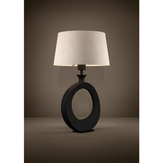 Candeeiro de Mesa com Base em Metal Preto e Abajur de Linho DIEZMA EGLO
