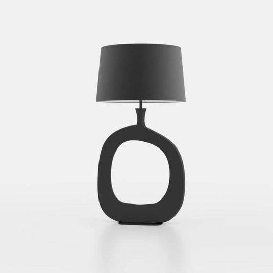 Candeeiro de Mesa com Base Redonda em Metal Preto e Abat-jour em Linho DIEZMA EGLO