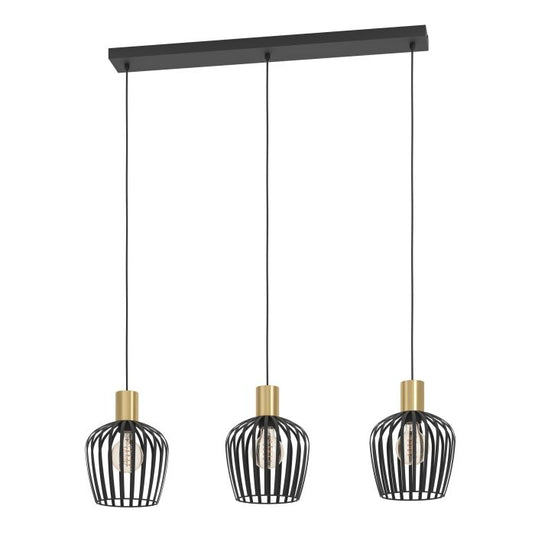 Candeeiro de teto preto com latão escovado EMPOLI EGLO