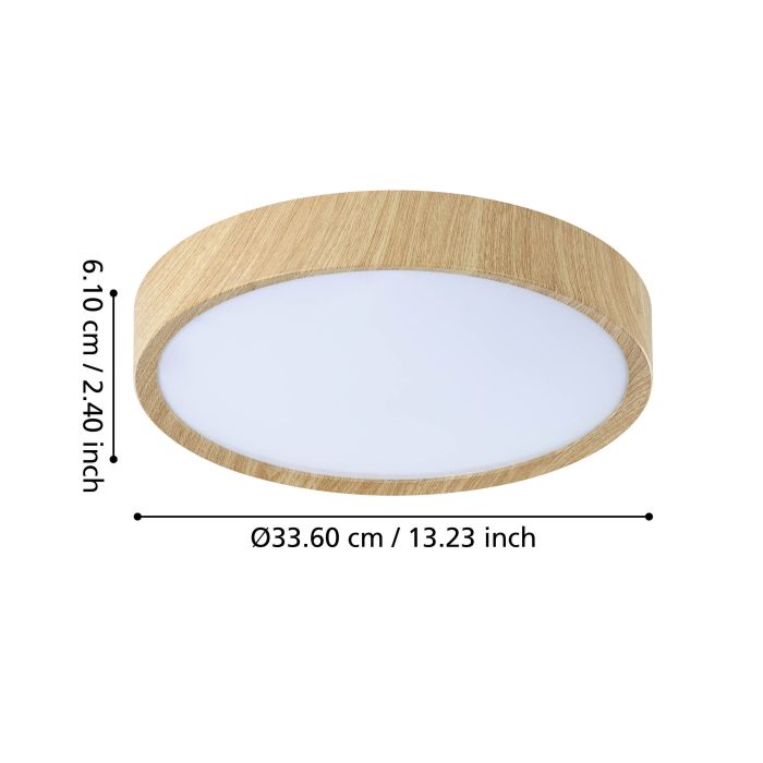 Load image into Gallery viewer, Candeeiro de teto em imitação de madeira e branco MUSURITA EGLO
