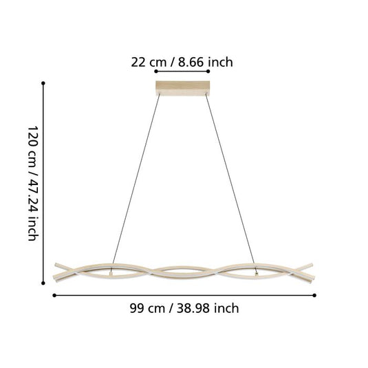 Candeeiro de teto LED com aspeto madeira LASANA 4 EGLO