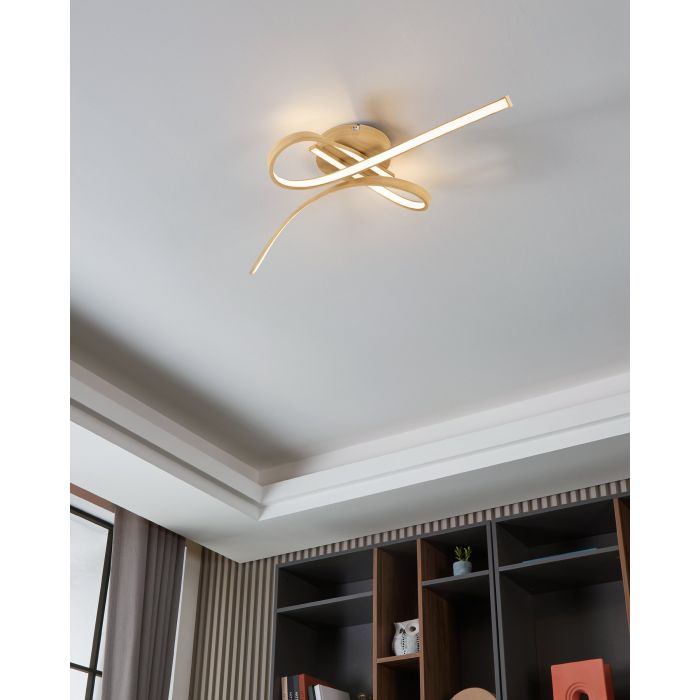 Load image into Gallery viewer, Candeeiro de Teto LED com Acabamento em Madeira SELVINA 2 EGLO
