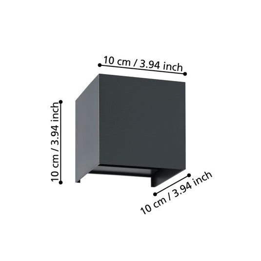 Aplique de Parede Preto com LED Integrado VALMONTONE EGLO