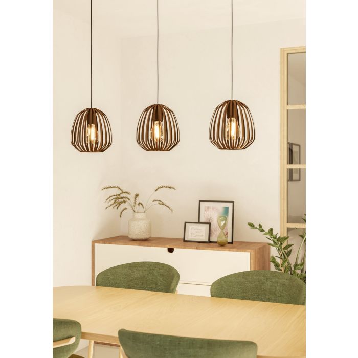 Chargez l'image dans la visionneuse de la galerie, Candeeiro de teto em aço com 3 soquetes E27 bronze escovado ESPINAL EGLO
