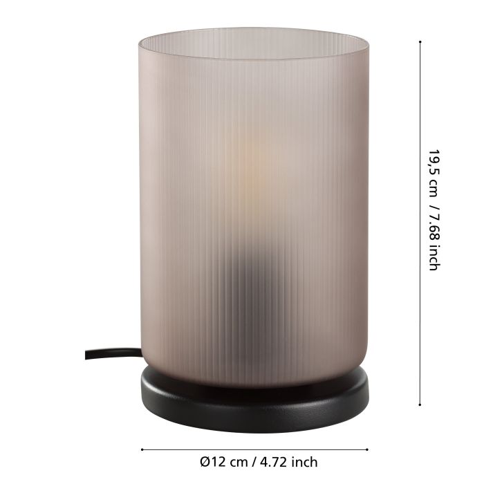 Chargez l'image dans la visionneuse de la galerie, Candeeiro de Mesa com Vidro Cinzento e Base Preta COLOMERA EGLO
