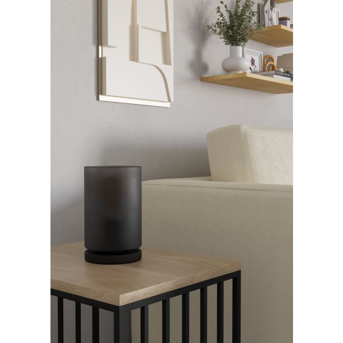 Chargez l'image dans la visionneuse de la galerie, Candeeiro de Mesa com Vidro Cinzento e Base Preta COLOMERA EGLO
