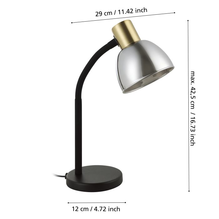 Load image into Gallery viewer, Candeeiro de mesa com base preta e latão escovado MACERE EGLO
