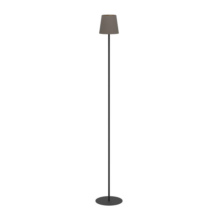 Load image into Gallery viewer, Candeeiro de Pé em Têxtil Preto com Abat-jour Cappuccino-Dourado FIORANA EGLO
