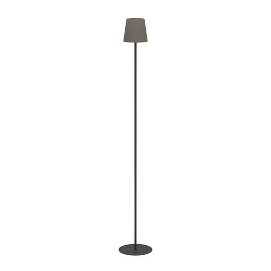 Candeeiro de Pé em Têxtil Preto com Abat-jour Cappuccino-Dourado FIORANA EGLO