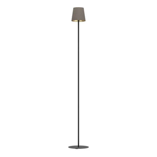 Candeeiro de Pé em Têxtil Preto com Abat-jour Cappuccino-Dourado FIORANA EGLO