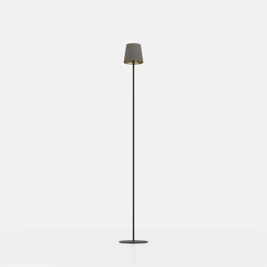 Candeeiro de Pé em Têxtil Preto com Abat-jour Cappuccino-Dourado FIORANA EGLO