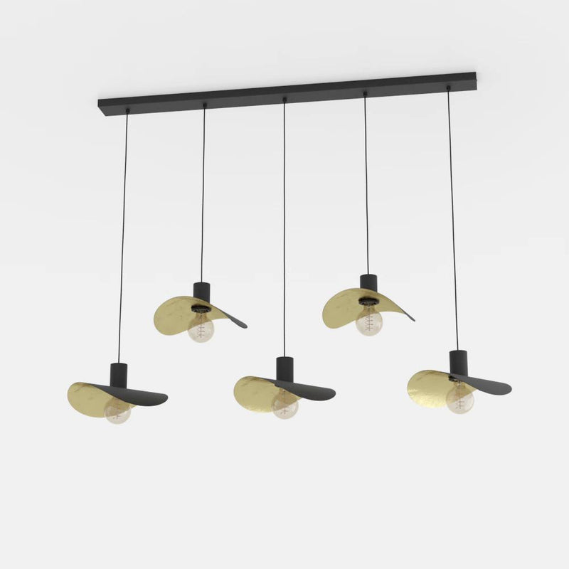 Load image into Gallery viewer, Candeeiro de teto pendente cinco luzes preto e dourado SACEDA EGLO
