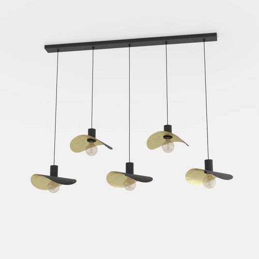 Candeeiro de teto pendente cinco luzes preto e dourado SACEDA EGLO