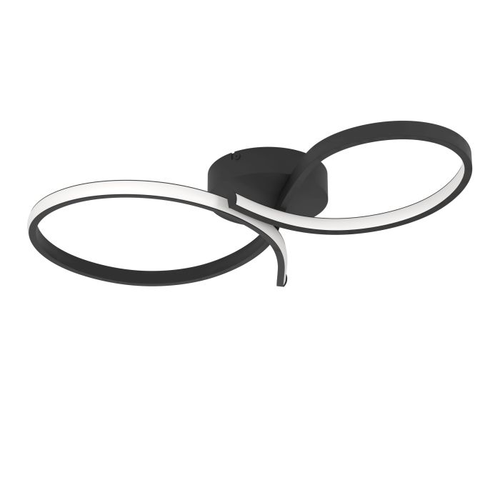 Load image into Gallery viewer, Candeeiro de teto LED preto com detalhe branco SERPINS EGLO
