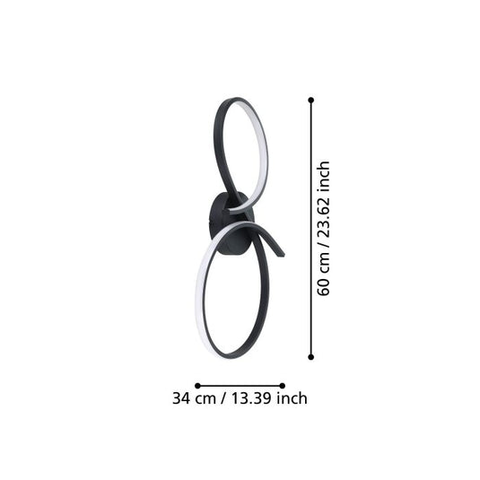 Candeeiro de teto LED preto com detalhe branco SERPINS EGLO