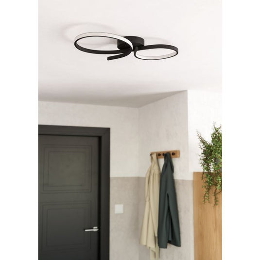 Candeeiro de teto LED preto com detalhe branco SERPINS EGLO