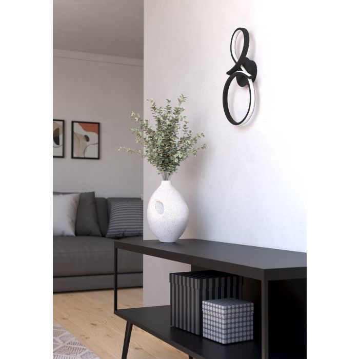 Load image into Gallery viewer, Aplique de Parede LED Curvo Preto e Branco SERPINS EGLO
