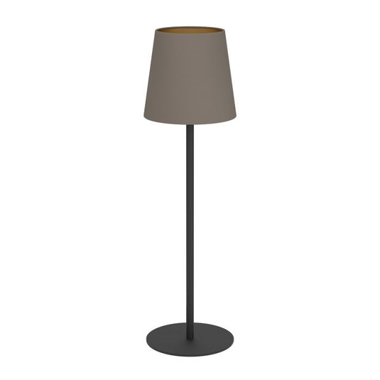Candeeiro de mesa com base preta e abat-jour cappuccino dourado FIORANA EGLO