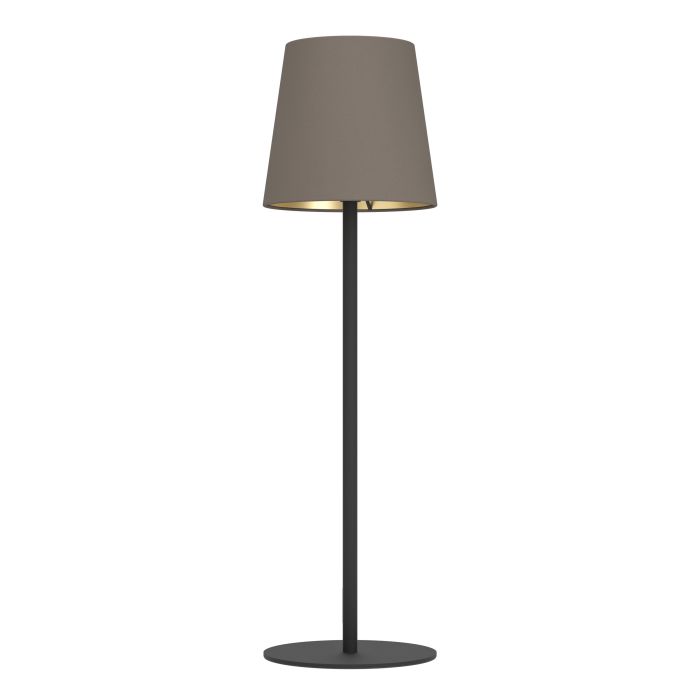 Load image into Gallery viewer, Candeeiro de mesa com base preta e abat-jour cappuccino dourado FIORANA EGLO
