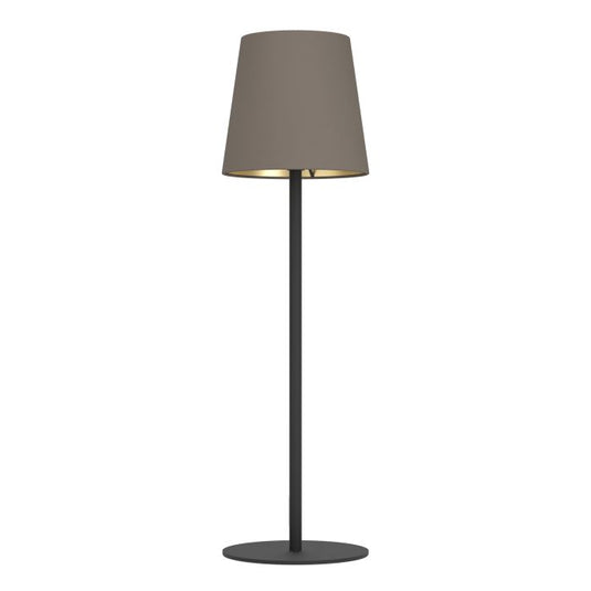 Candeeiro de mesa com base preta e abat-jour cappuccino dourado FIORANA EGLO