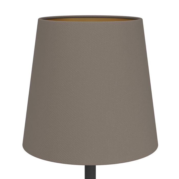 Load image into Gallery viewer, Candeeiro de mesa com base preta e abat-jour cappuccino dourado FIORANA EGLO
