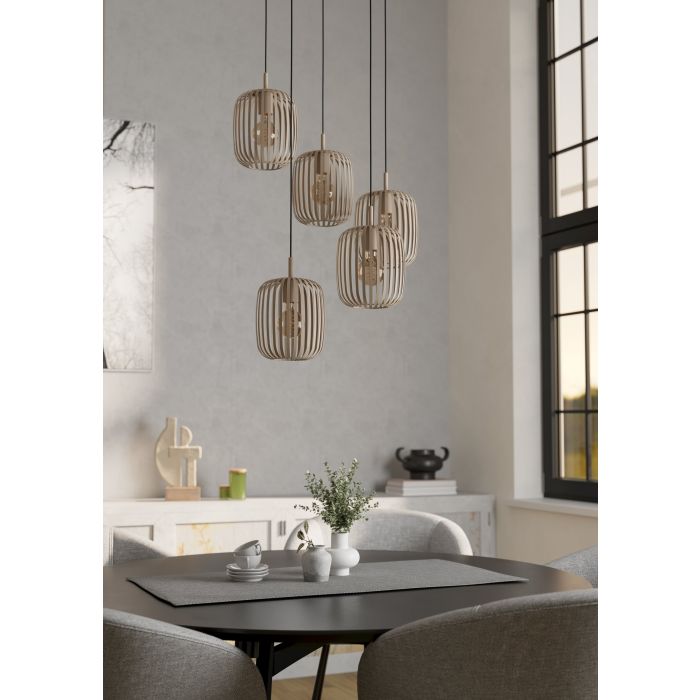 Carregue imagem no visualizador da galeriaCandeeiro de teto ROMAZZINA com cinco soquetes E27 areia EGLO
