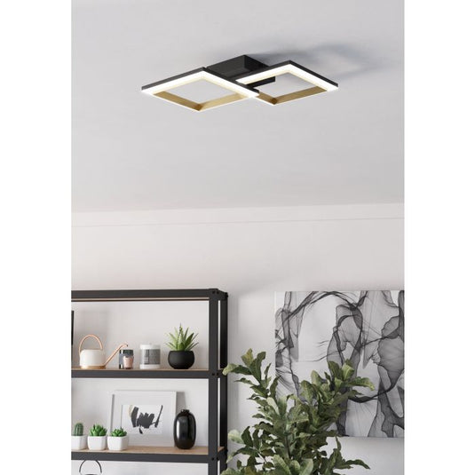 Candeeiro de teto LED preto e latão CALLIERA EGLO