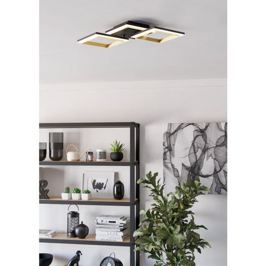 Candeeiro de teto LED preto e latão CALLIERA EGLO