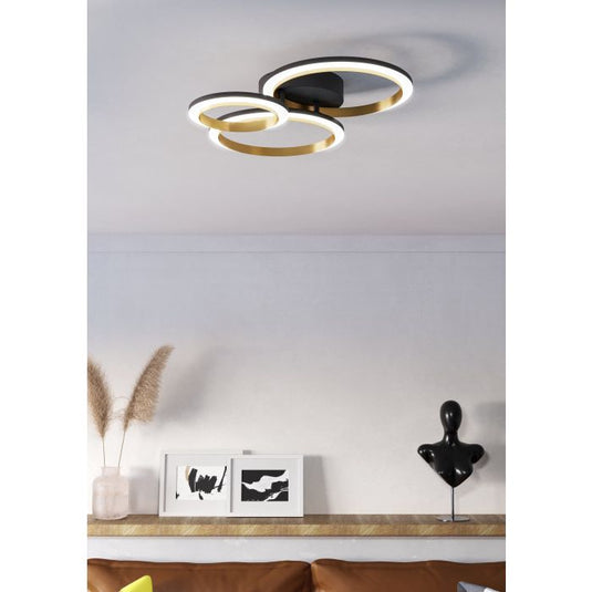 Candeeiro de teto LED preto e latão CALLIERA EGLO