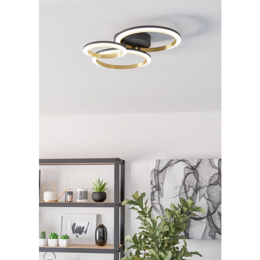 Candeeiro de teto LED preto e latão CALLIERA EGLO