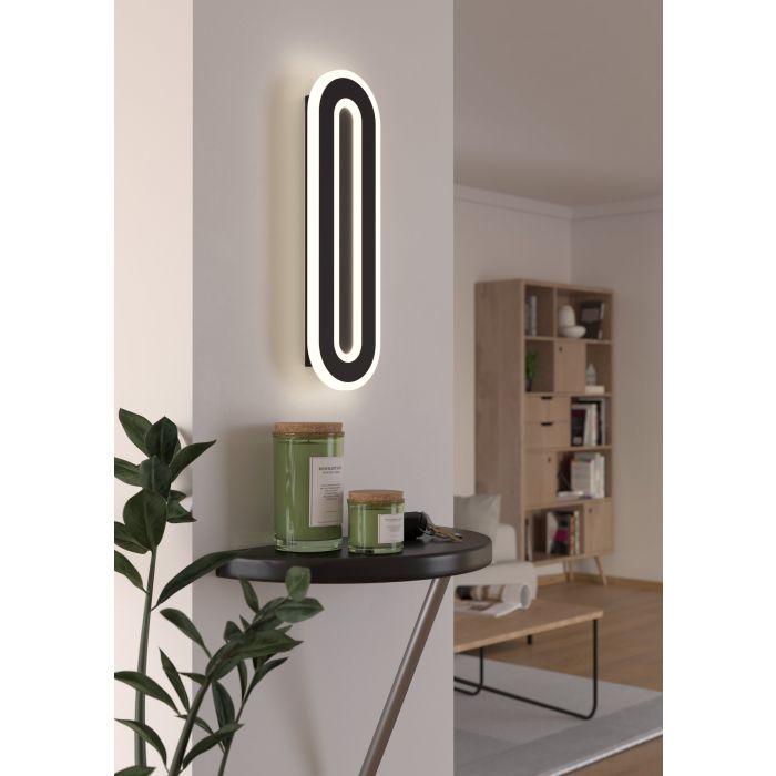 Cargue la imagen en el visor de la galería, Aplique de Parede LED Preto com Efeito Cristal MACCHIONI EGLO
