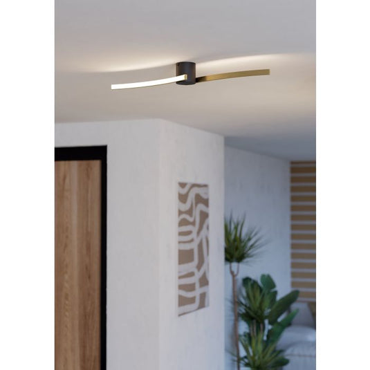 Candeeiro de teto LED preto e latão escovado AIETA EGLO
