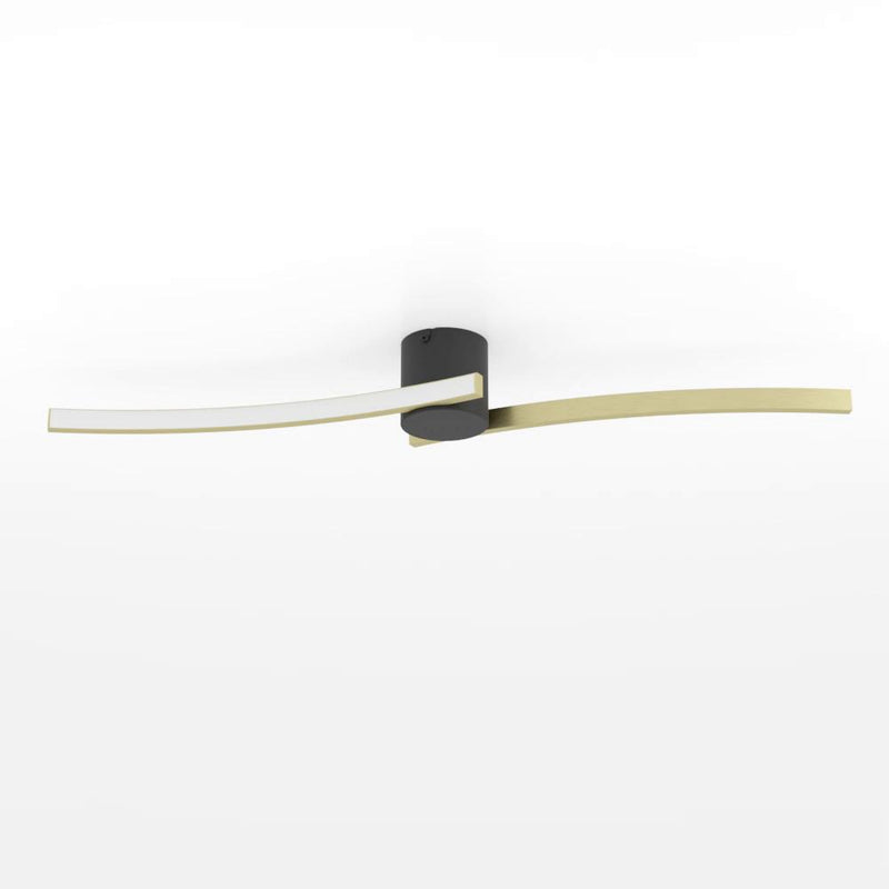 Cargue la imagen en el visor de la galería, Candeeiro de teto LED preto e latão escovado AIETA EGLO

