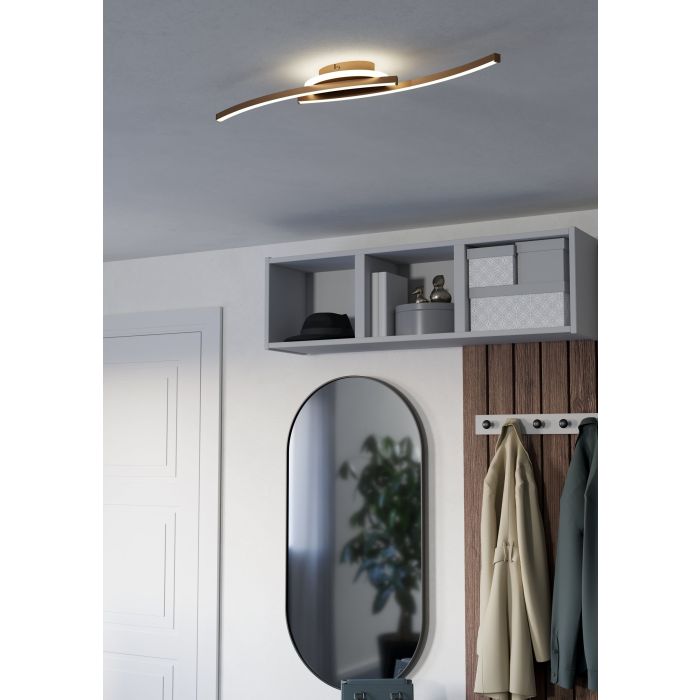 Cargue la imagen en el visor de la galería, Candeeiro de teto LED em bronze LUNGOLAGO EGLO
