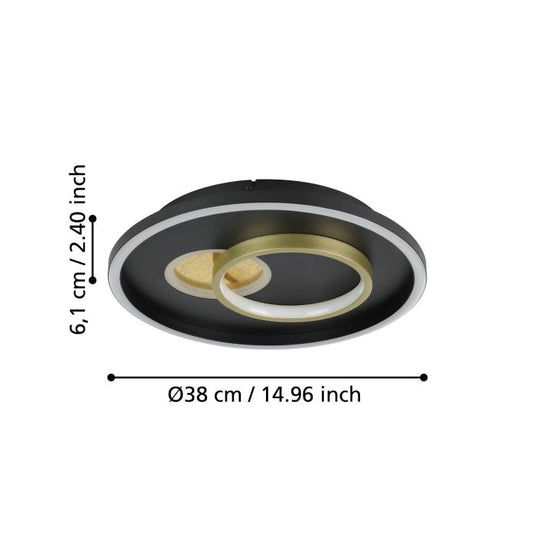 Plafon LED Preto e Dourado TIRIOLO EGLO