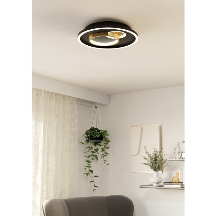 Load image into Gallery viewer, Plafon LED Preto e Dourado TIRIOLO EGLO

