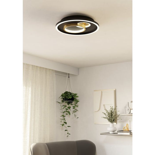 Plafon LED Preto e Dourado TIRIOLO EGLO