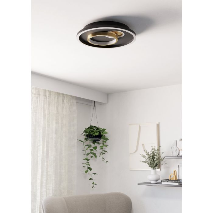 Load image into Gallery viewer, Plafon LED Preto e Dourado TIRIOLO EGLO
