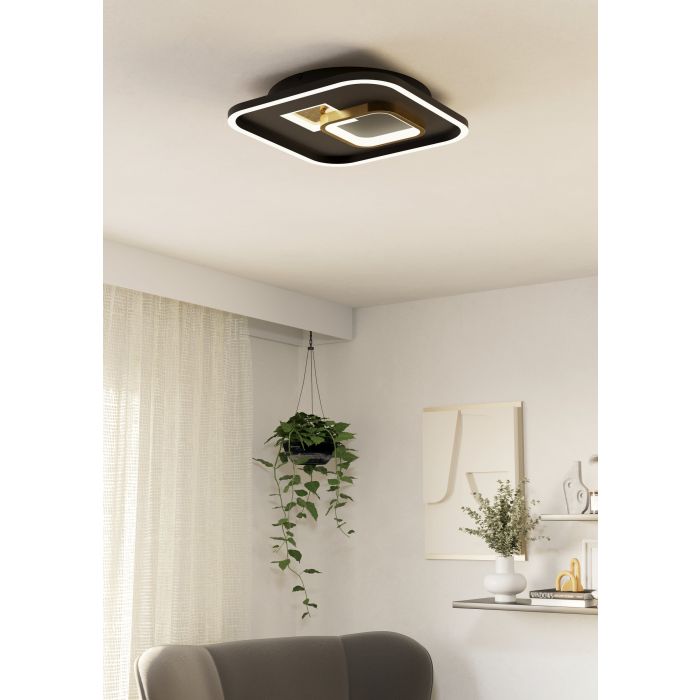 Load image into Gallery viewer, Plafon LED Preto e Dourado TIRIOLO EGLO
