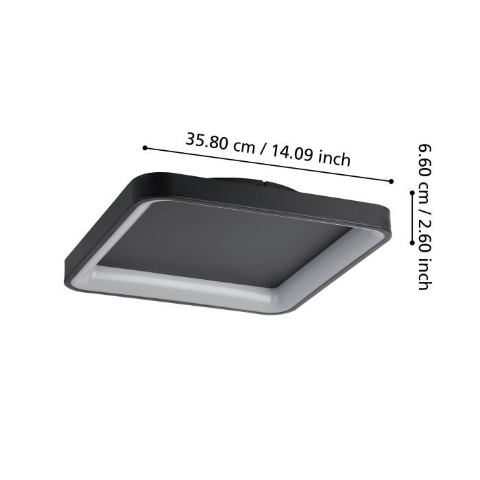 Carregue imagem no visualizador da galeriaPlafon LED Preto Quadrado 350x350 mm LORETELLO EGLO
