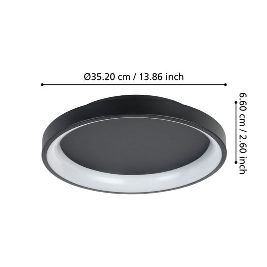 Plafon LED Preto Minimalista LORETELLO EGLO