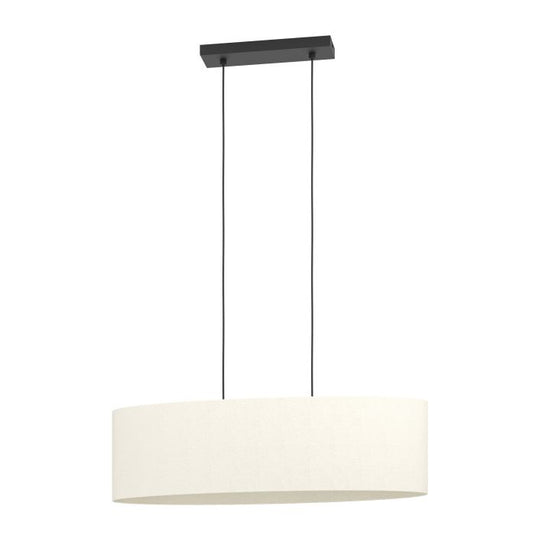 Candeeiro de teto com duas soquetes E27 em têxtil preto e branco FEBRES EGLO